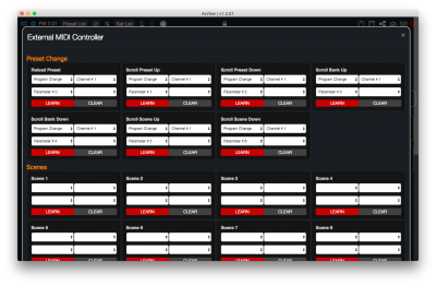 External MIDI Controller Window